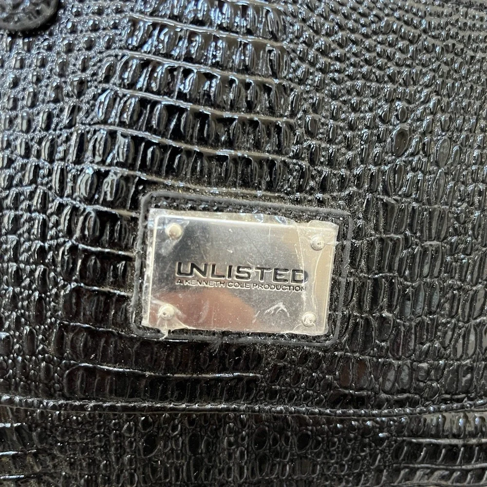 Kenneth Cole Unlisted Womens Black Faux Leather Handbag Shoulder Bag Purse New